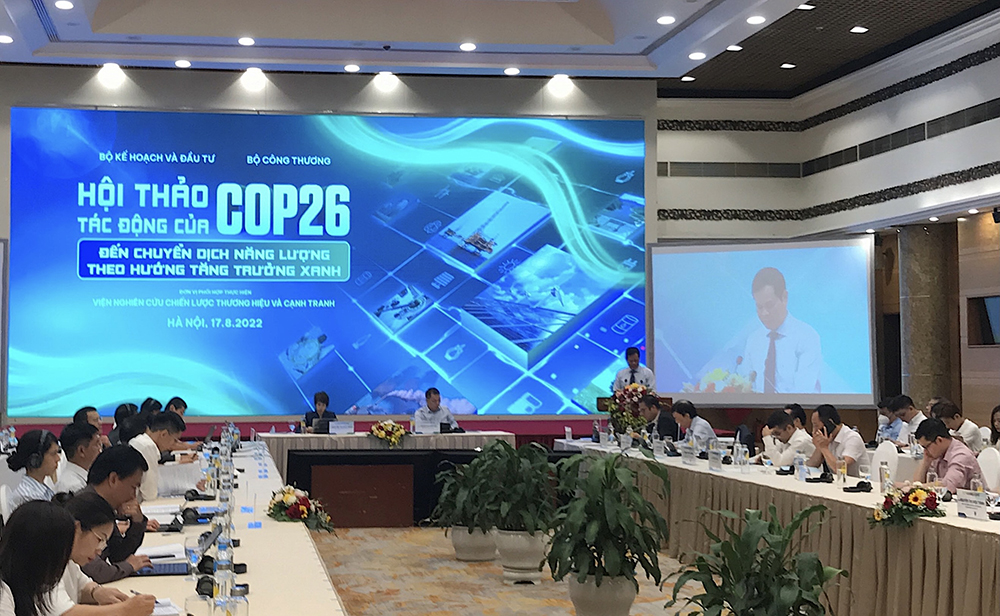 Hội thảo "Tác động của COP26 đến chuyển dịch năng lượng theo hướng tăng trưởng xanh".